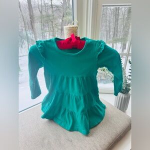 Bumeex 3Y Teal Long Sleeve Tiered Kids toddler girls EUC